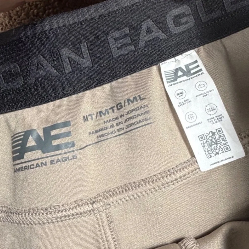 American Eagle Men's 24/7 Cargo Jogger Pants Tan Drawstring Size M‎